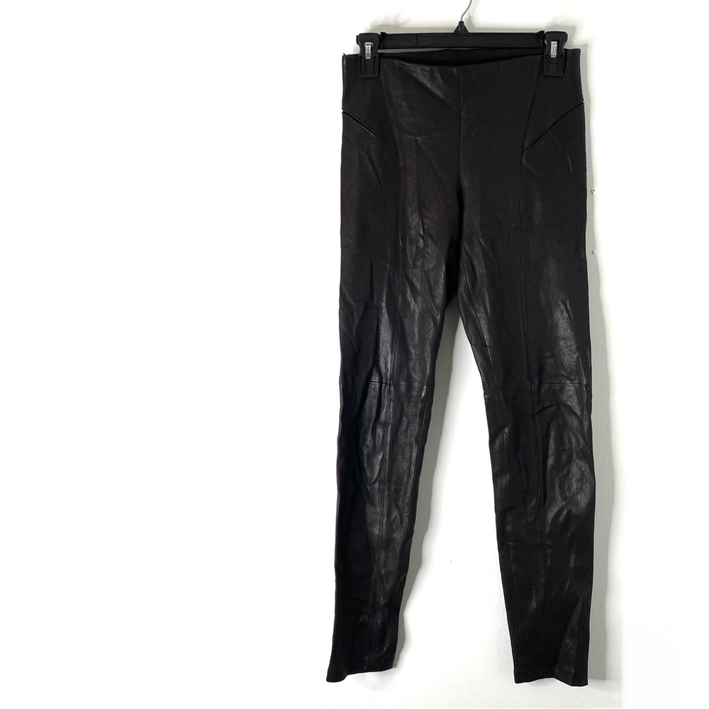 Theory 100% Lamb Leather Black Skinny Pants Pull-On Elastic Waist Buttery Soft